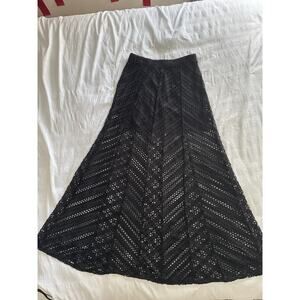 NWT H&M Black Sheer Maxi Skirt Women's 4 Crochet Gothic Whimsigoth Knit Goth